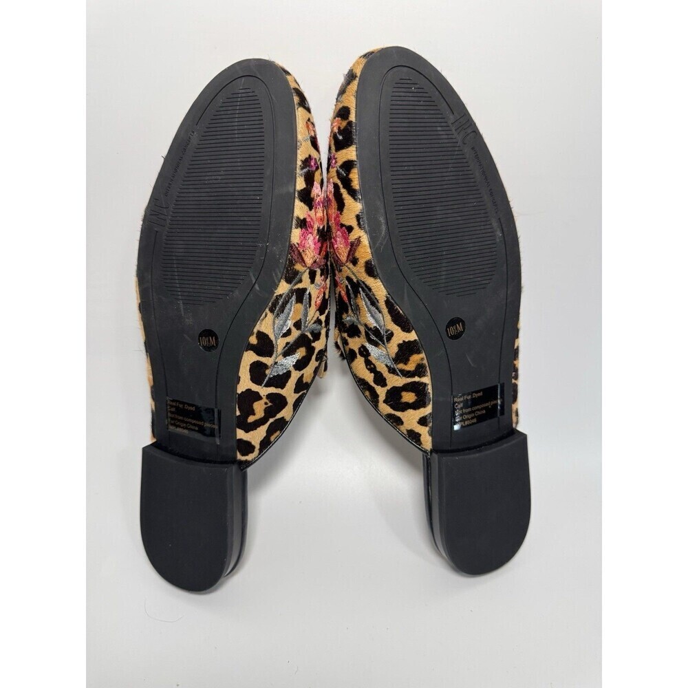INC Women's Leopard Floral Embroidered Flats Real Calf Hair Mules Shoes 10.5 - Picture 10 of 16
